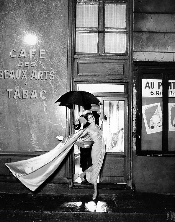 Suzy Parker wearing a Balmain gown, 1956, Paris. Photo by Richard Avedon.