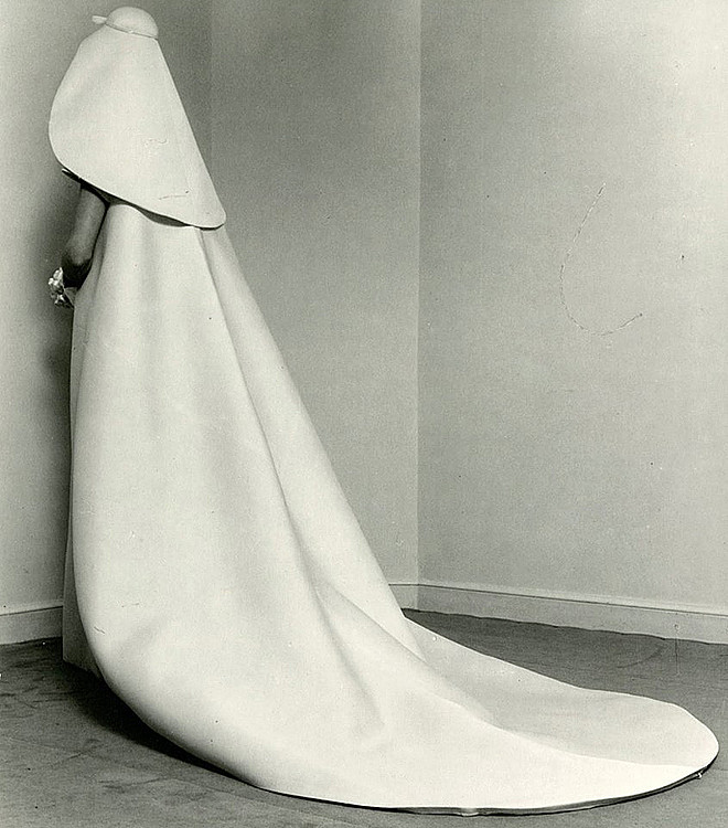 A model wearing a Balenciaga gown, 1967