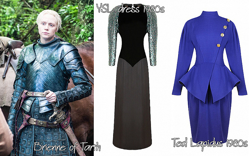 Yves Saint Laurent evening gown and Ted Lapidus blue dress