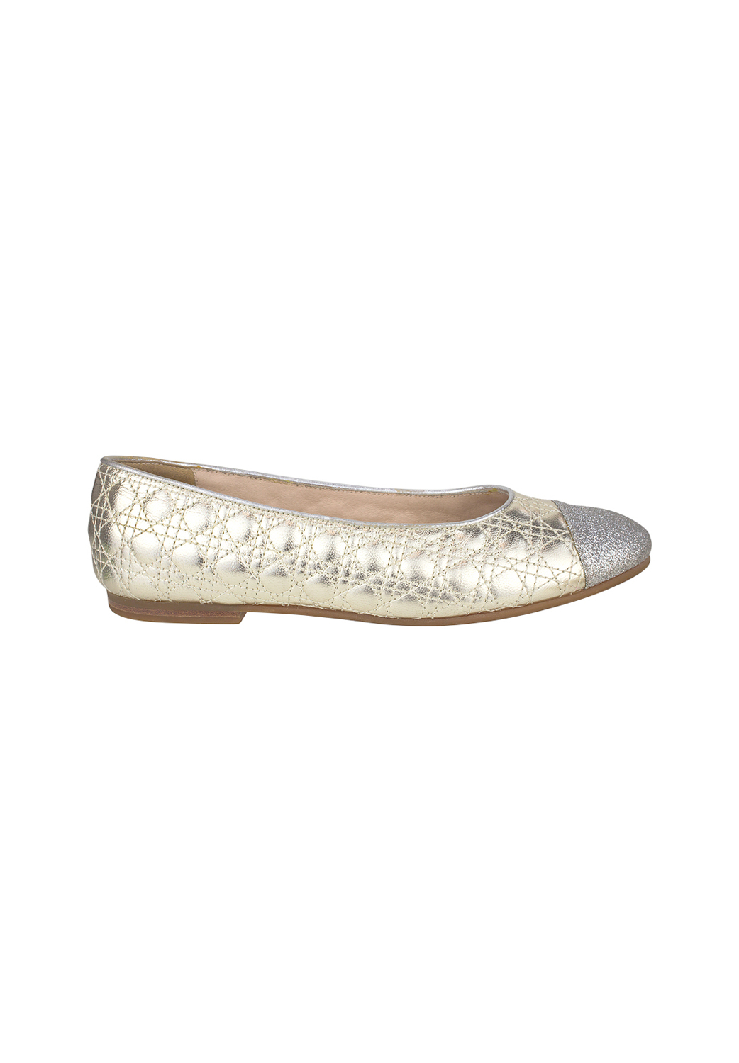 Christian Dior Gold Leather Ballet Flats