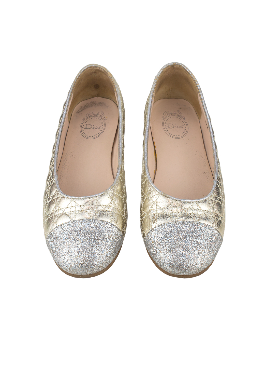 Christian Dior Gold Leather Ballet Flats