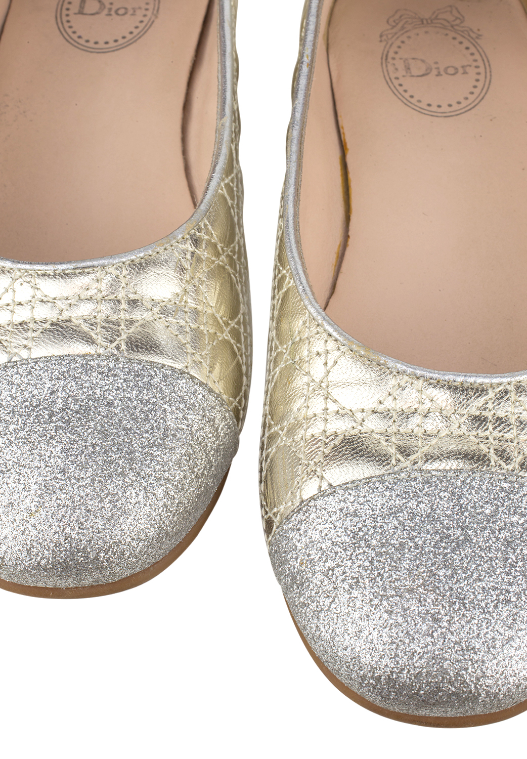 Christian Dior Gold Leather Ballet Flats