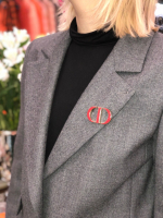 Christian Dior Logo Enamel Brooch