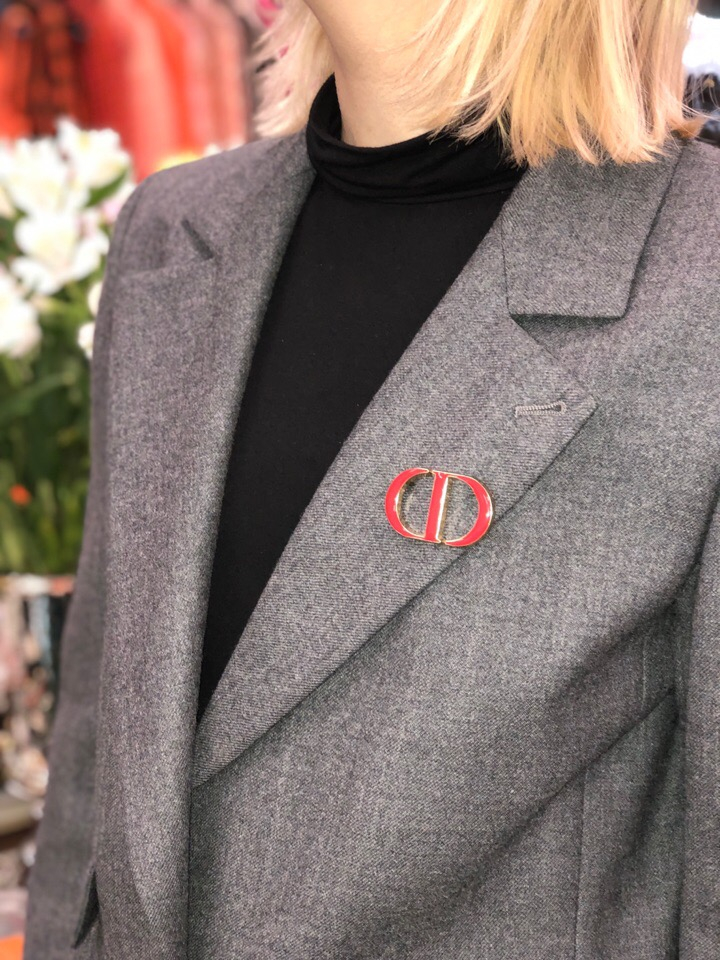 Christian Dior Logo Enamel Brooch