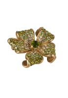 Valentino Flower Brooch With Green Crystals