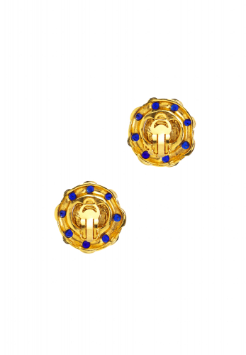 Клипсы Chanel с синими кристаллами Gripoix