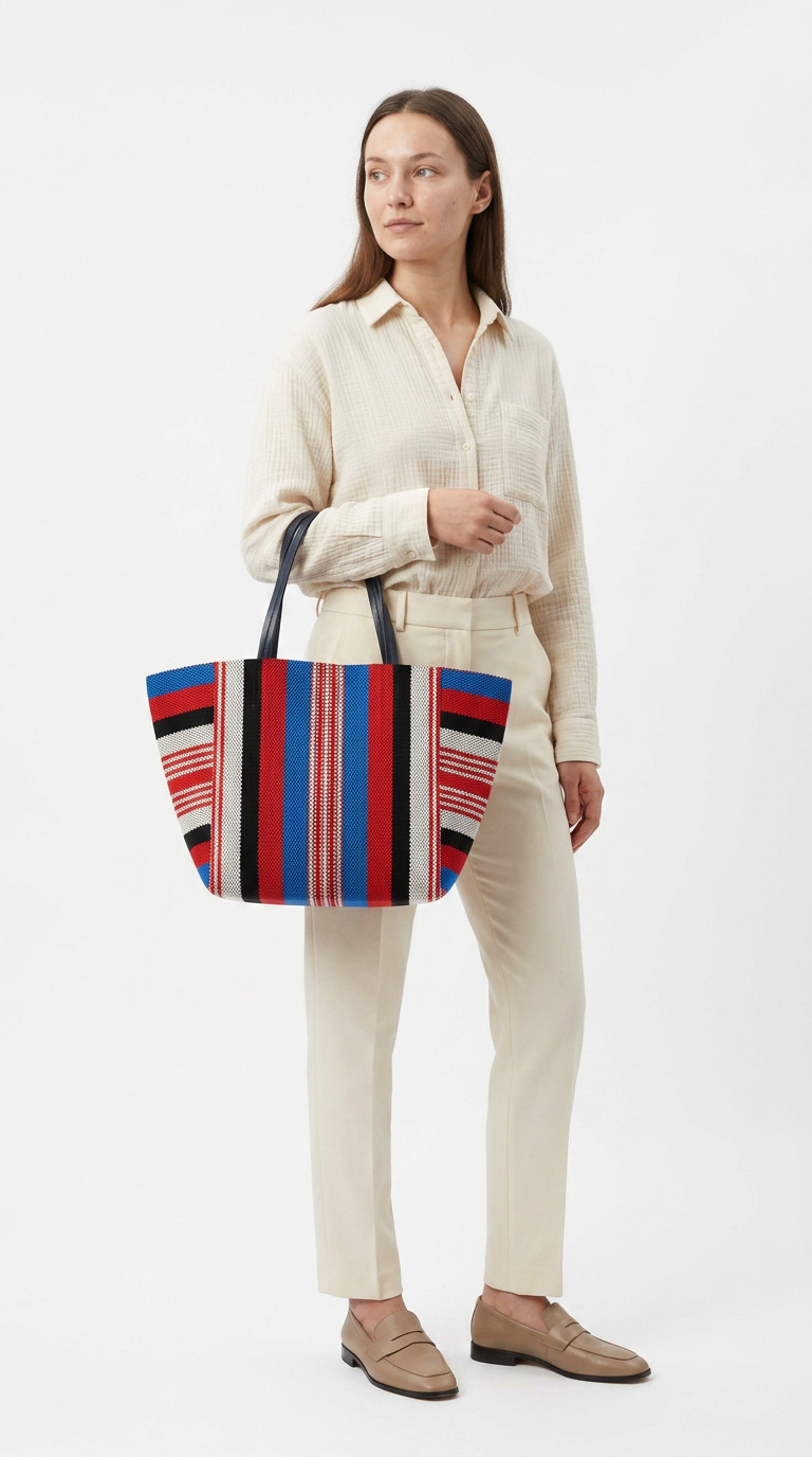 Céline Phantom Cabas Tote Striped Bag