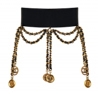 Chanel Leather Belt with Chains and Medallions