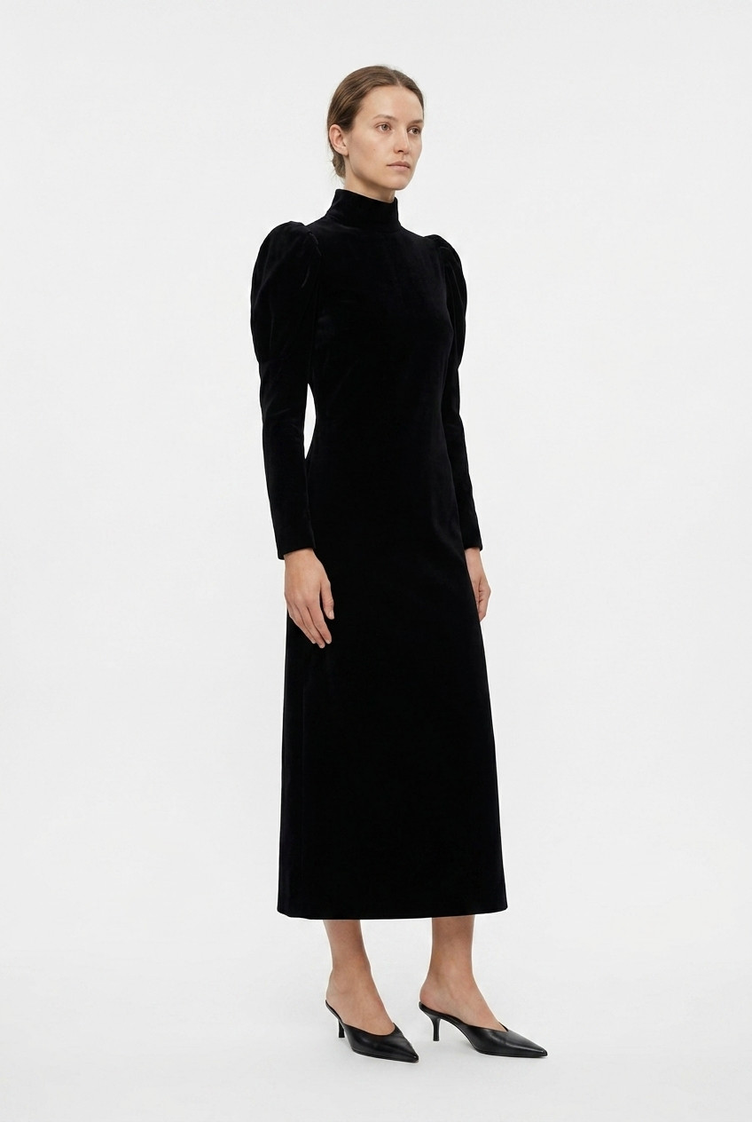 Yves Saint Laurent Haute Couture Black Velvet Dress