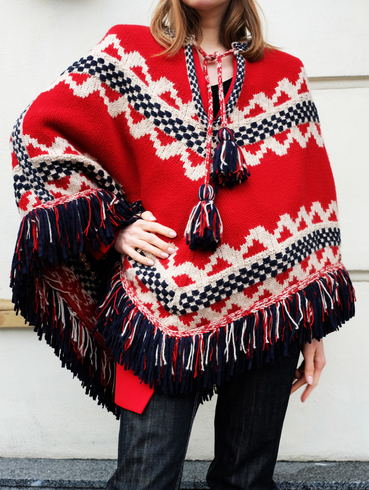 Chanel Red Poncho