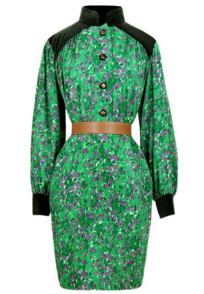 Yves Saint Laurent wool dress with velvet