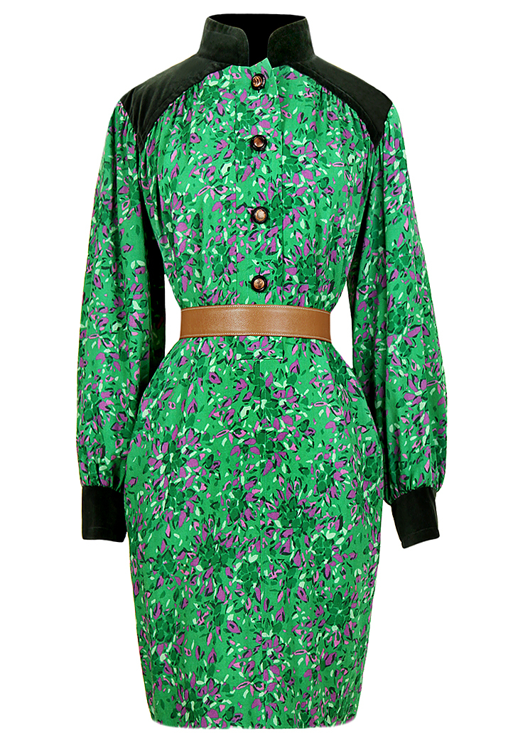 Yves Saint Laurent wool dress with velvet