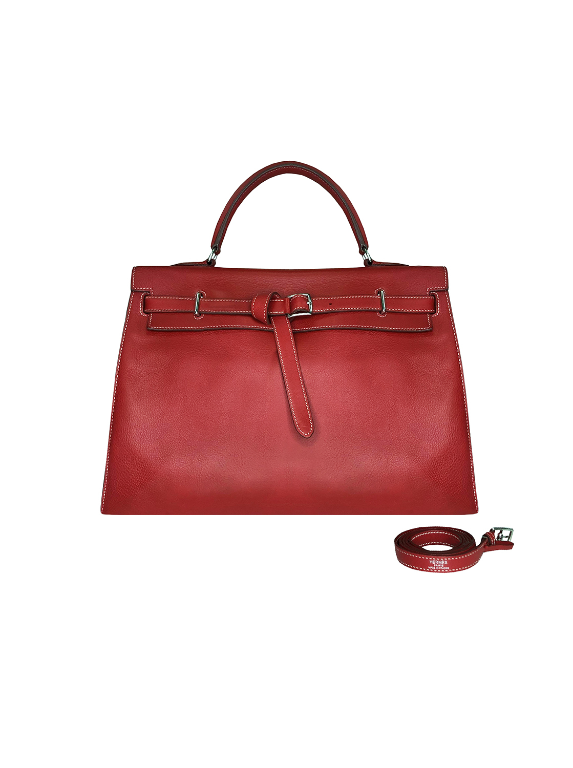 Hermès Kelly Flat 35 Rouge Piment Swift Bag