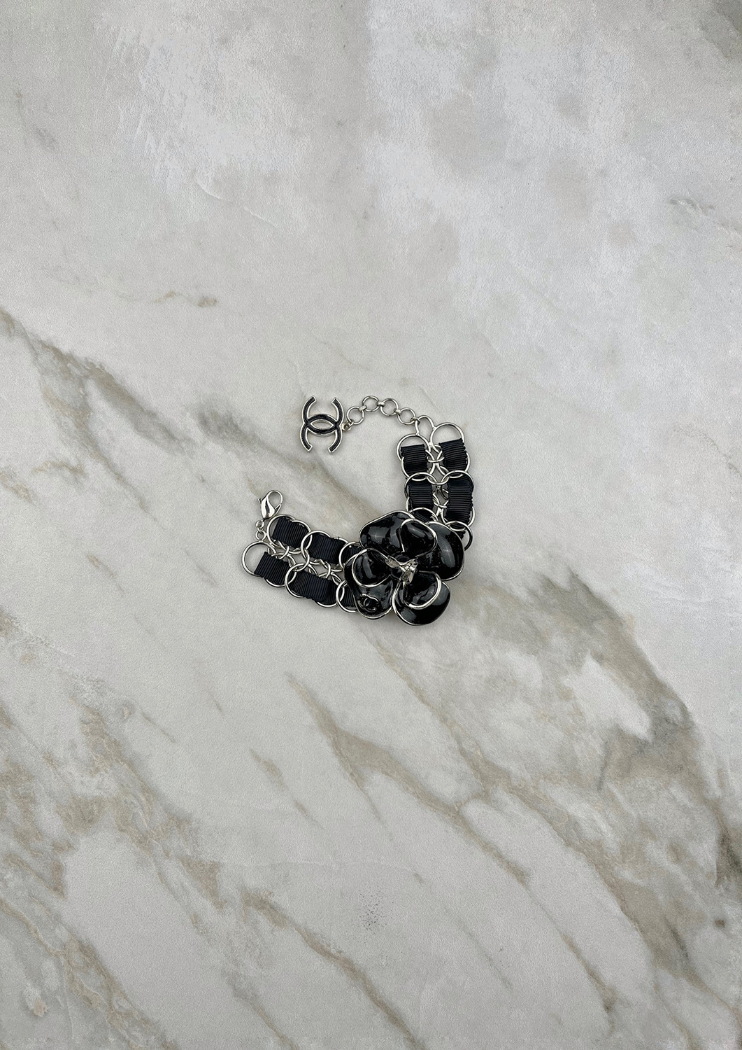Chanel Silver Camellia Bracelet