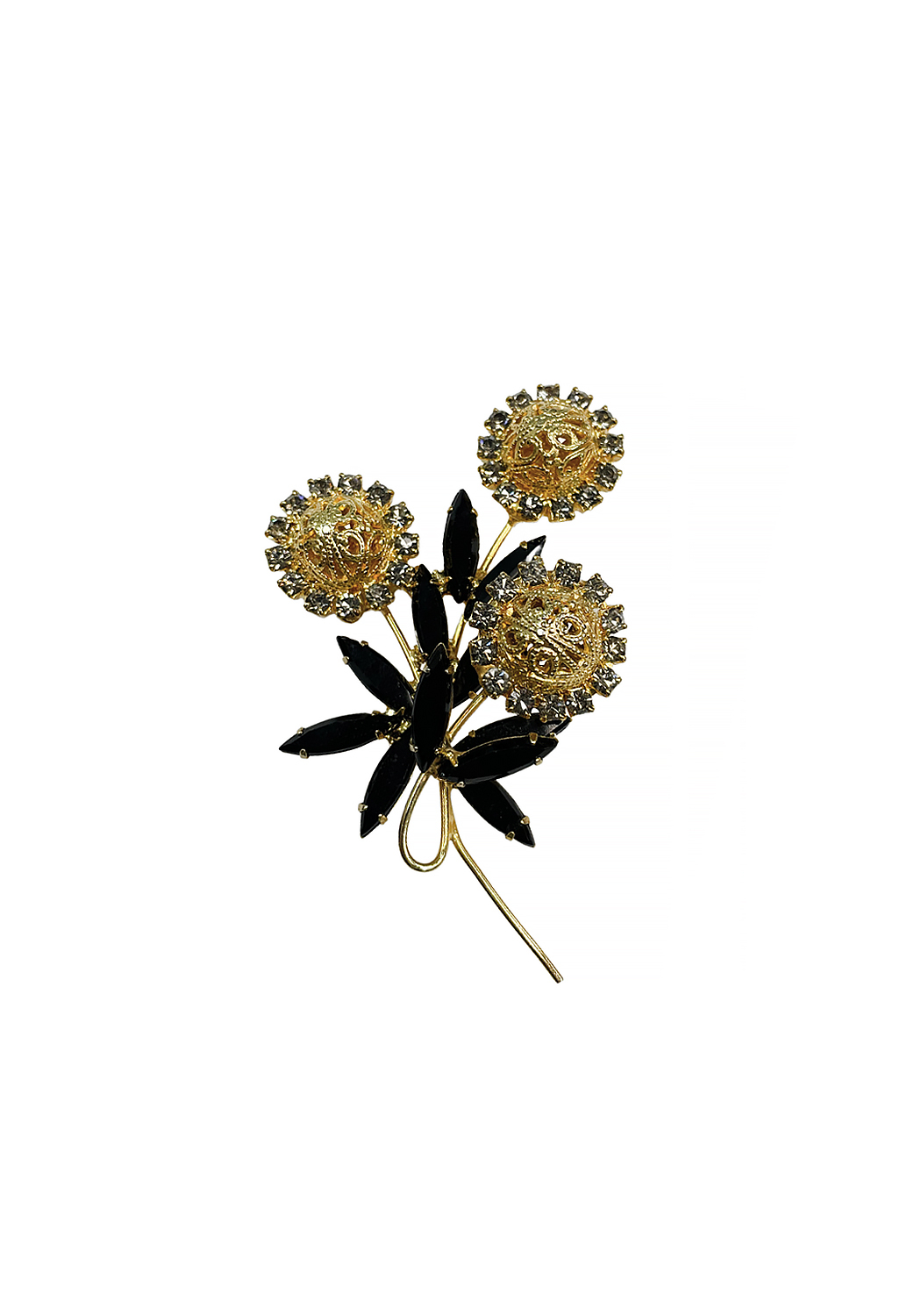 Bouquet Black Crystals Brooch