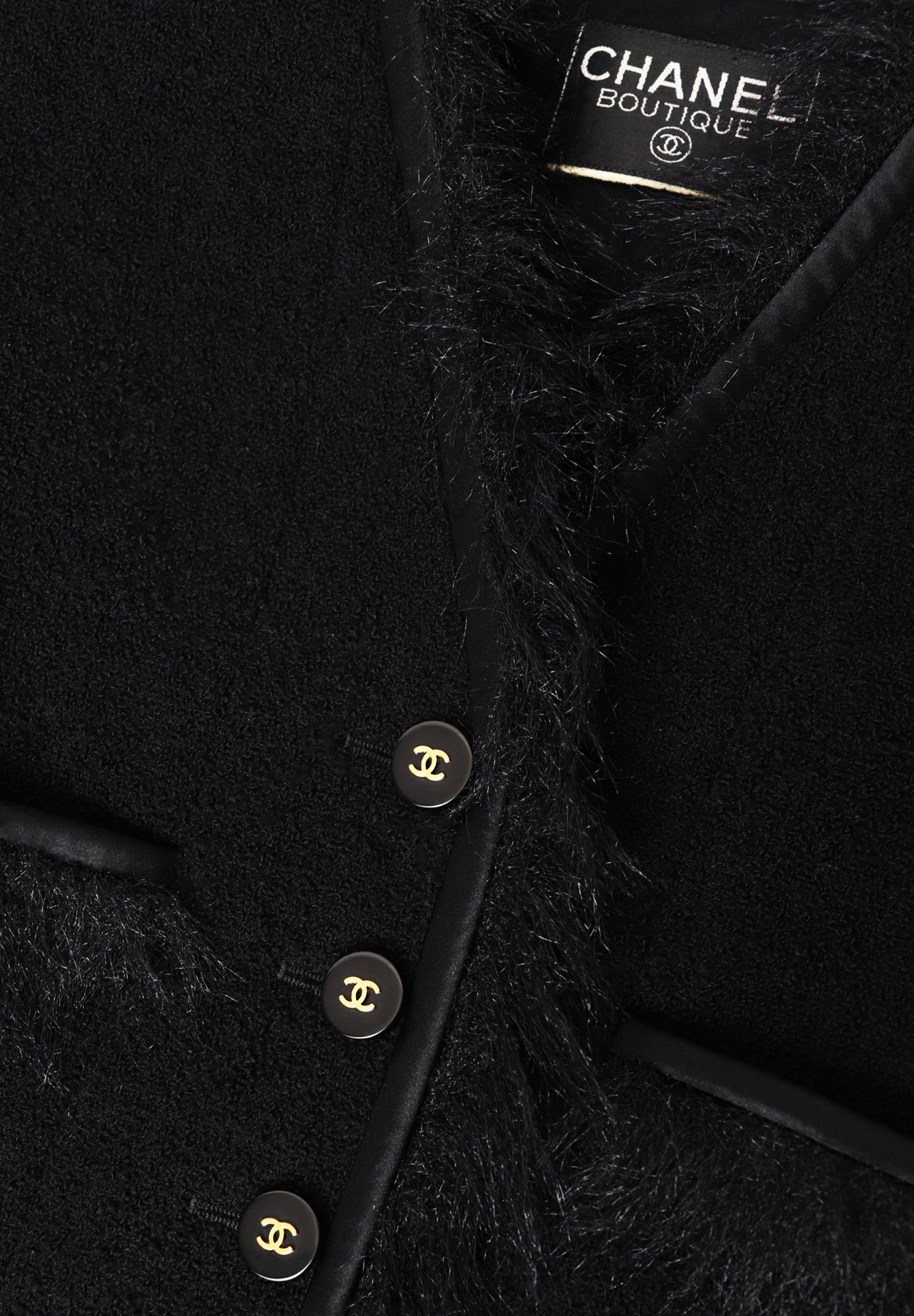 Chanel Tweed Jacket With Faux Fur Trim