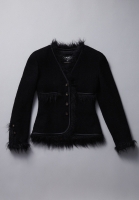 Chanel Tweed Jacket With Faux Fur Trim