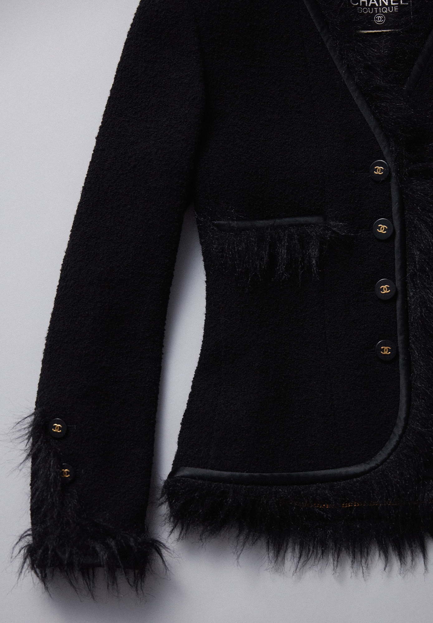 Chanel Tweed Jacket With Faux Fur Trim