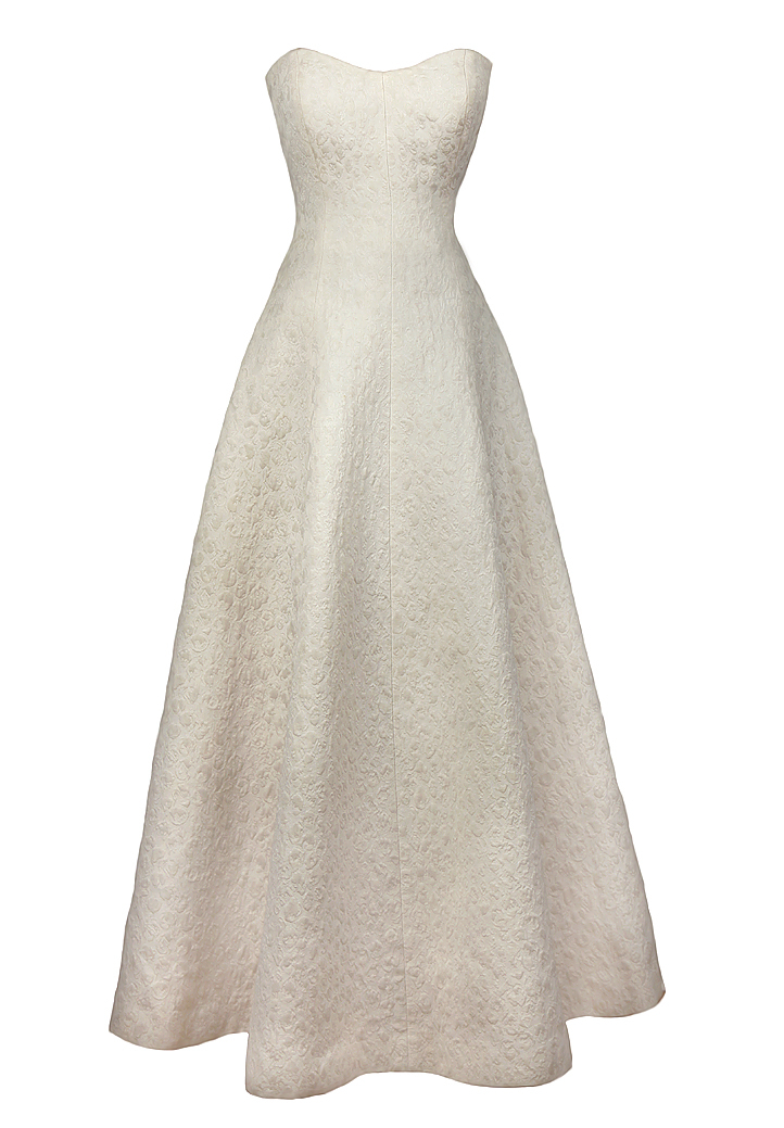 Floor-length dress made of printed silk