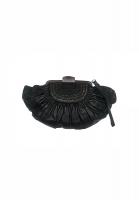 Christian Dior Black Pleated Leather Frame Clutch