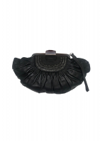 Christian Dior Black Pleated Leather Frame Clutch