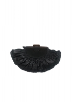 Christian Dior Black Pleated Leather Frame Clutch