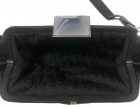 Christian Dior Black Pleated Leather Frame Clutch