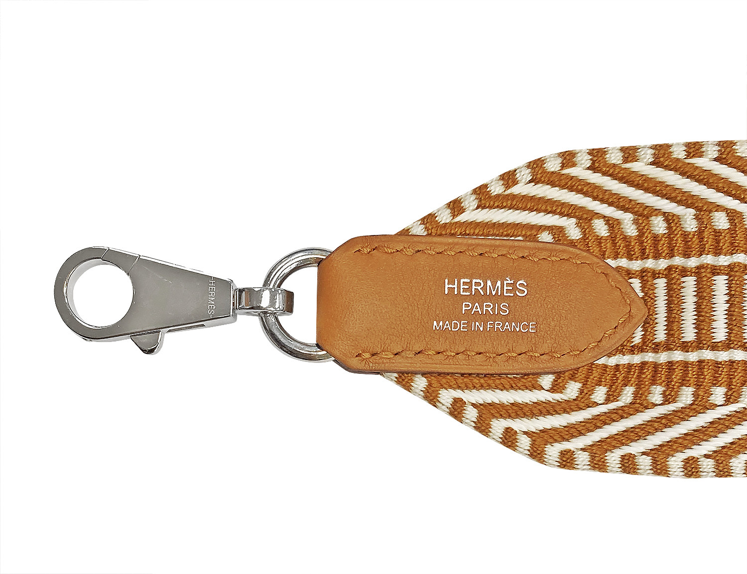 HERMES Bandolier Sangle Zigzag Shoulder strap SilverMetal Ecru x Gold