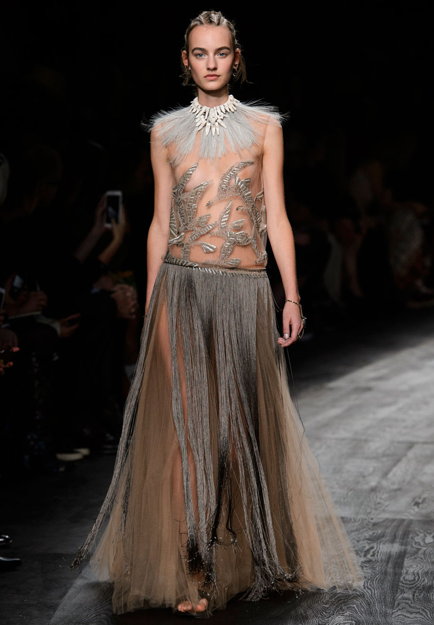 Valentino Embroidered Ostrich Feather Dress