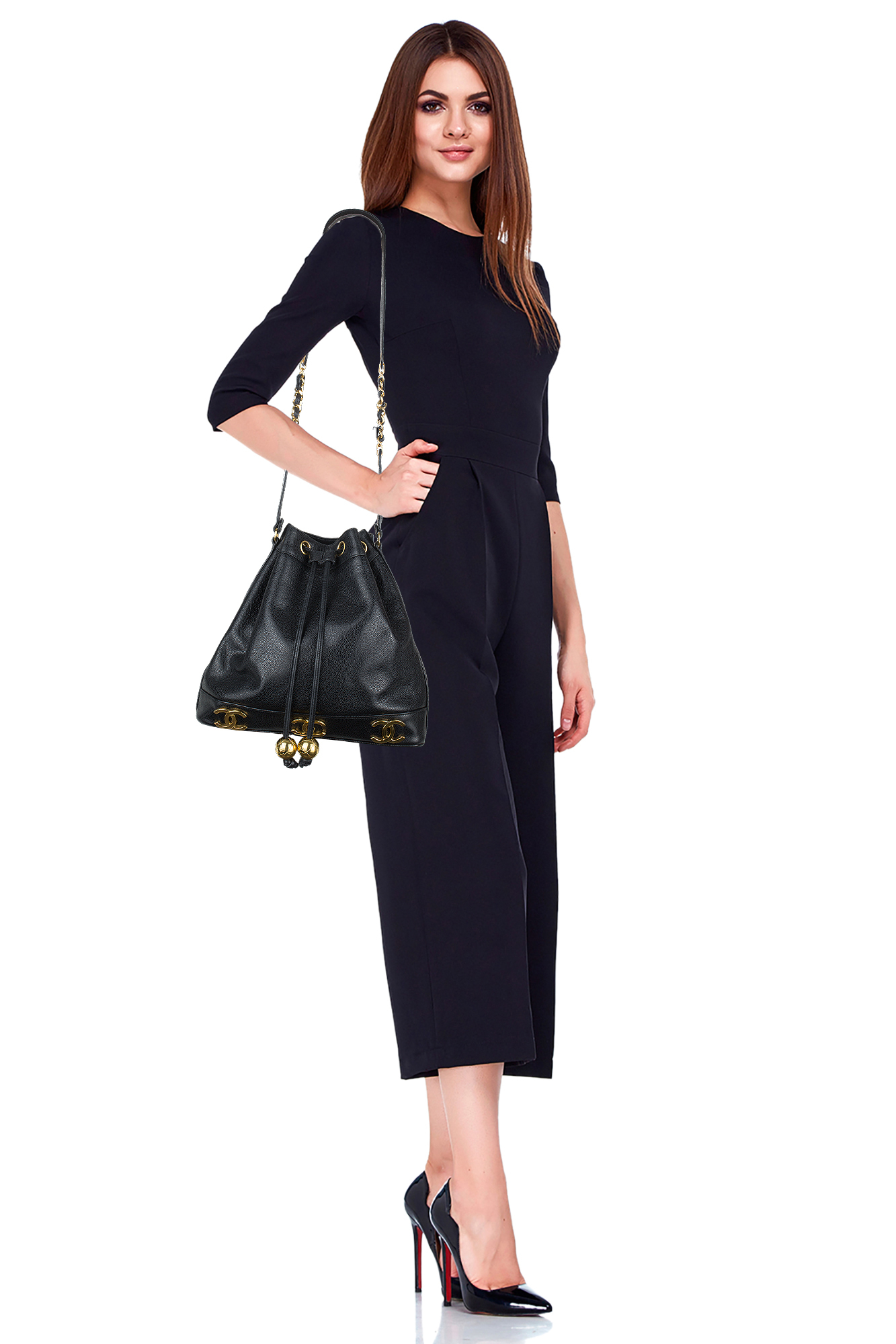 Chanel Drawstring Triplle CC Bucket Bag 