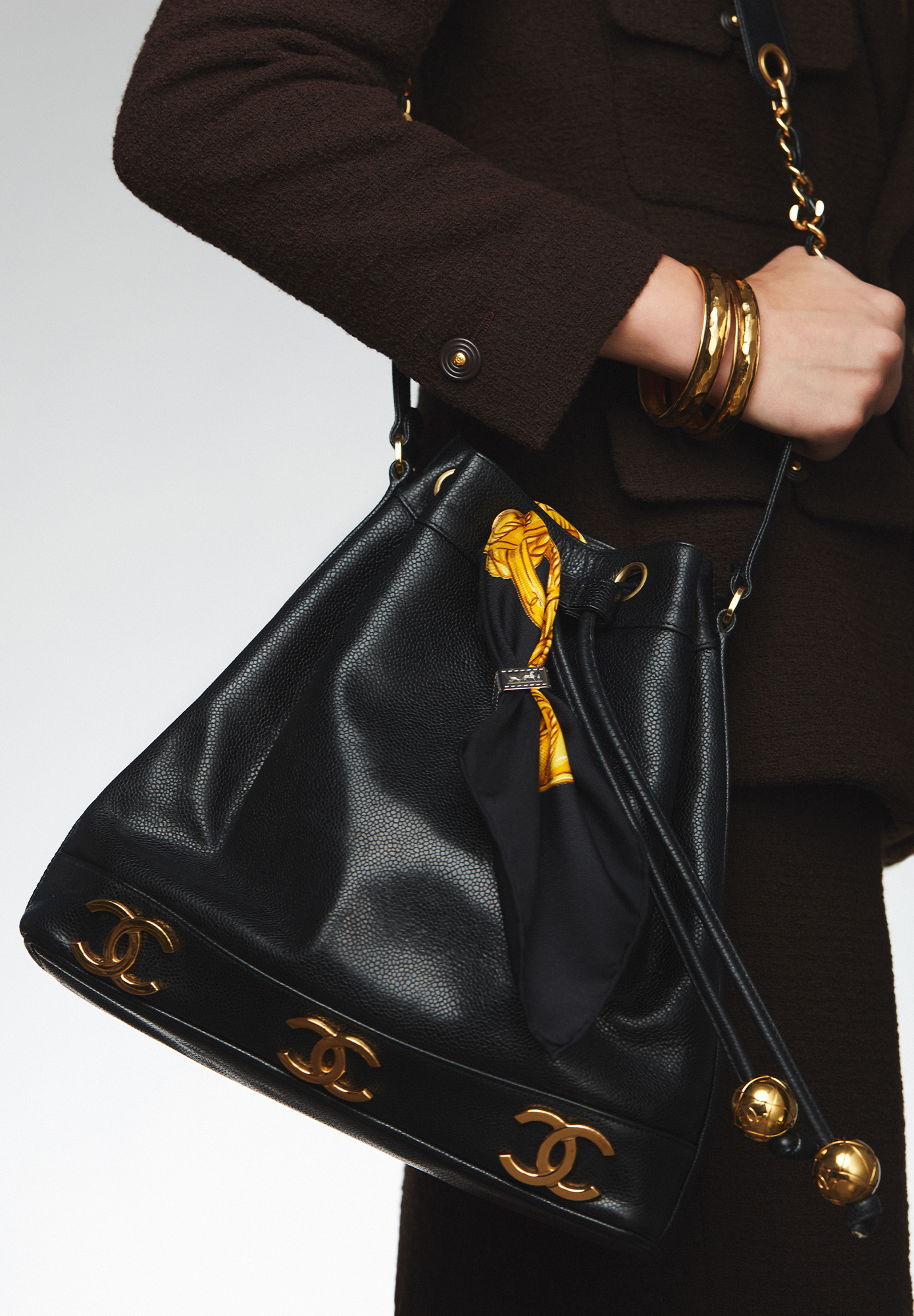 Chanel Drawstring Triplle CC Bucket Bag 