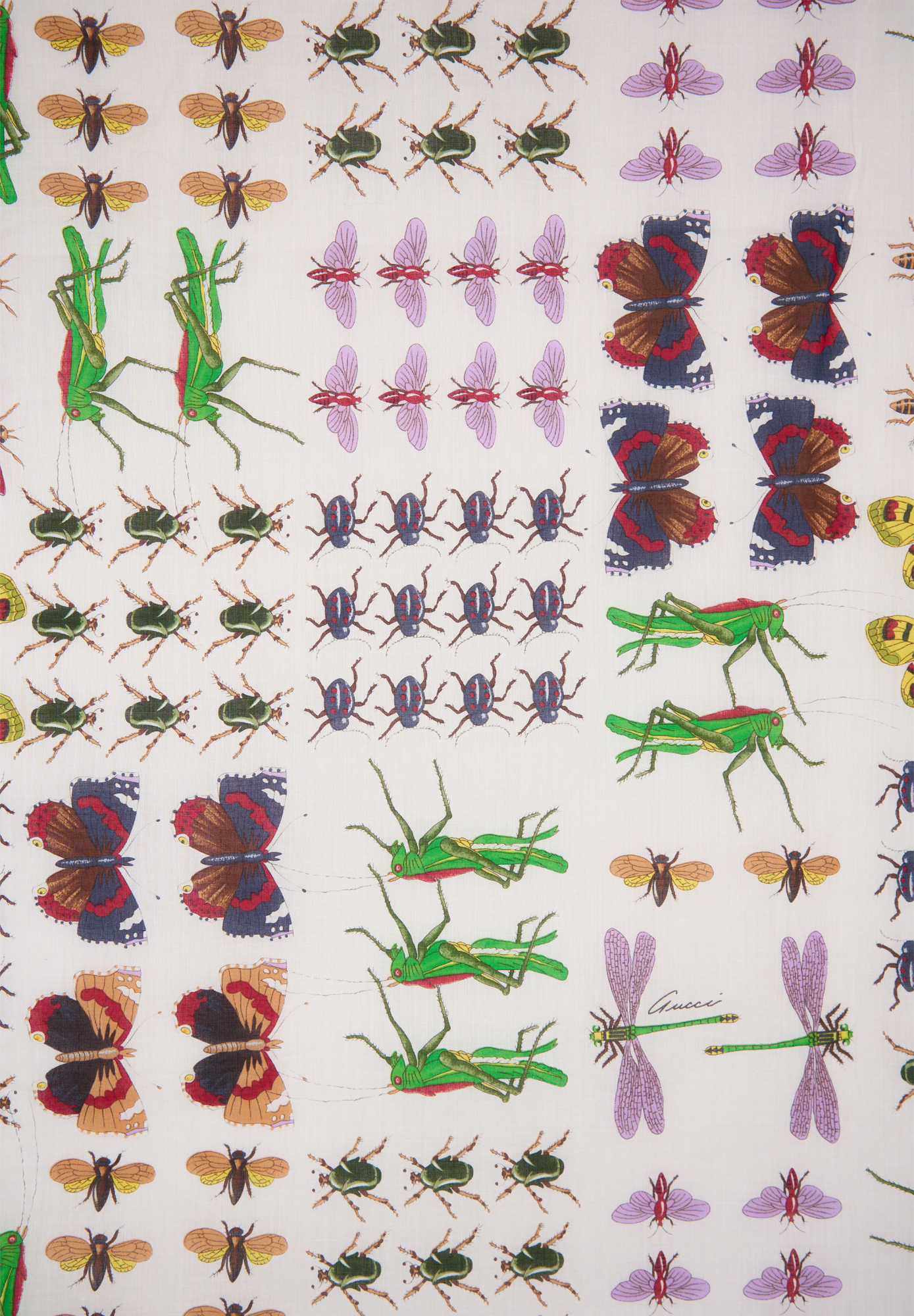 Gucci White Scarf With Insect Print