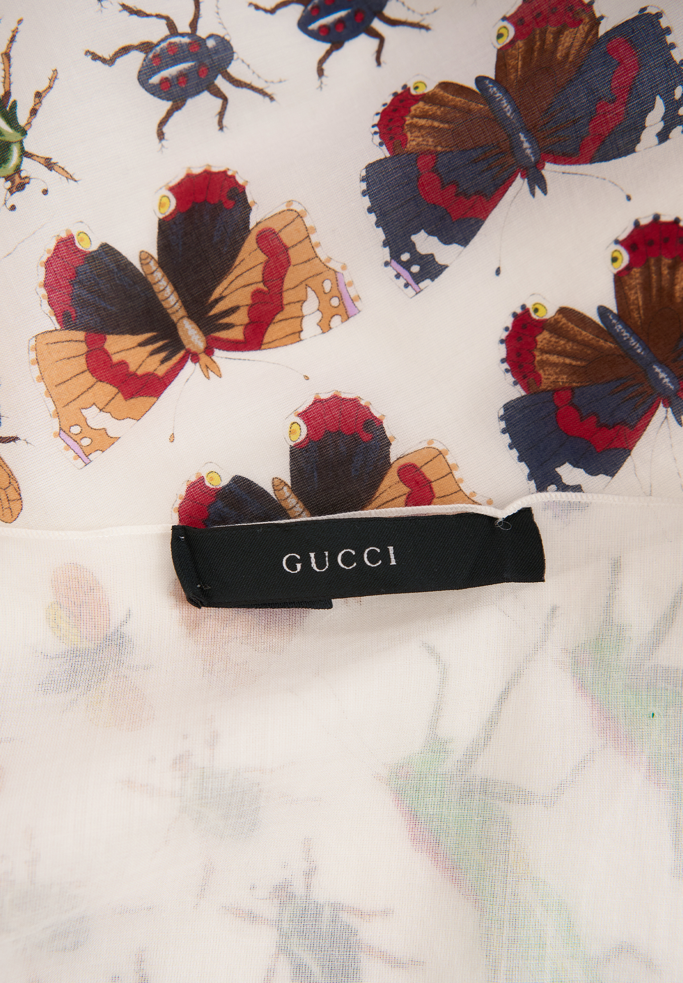 Gucci White Scarf With Insect Print
