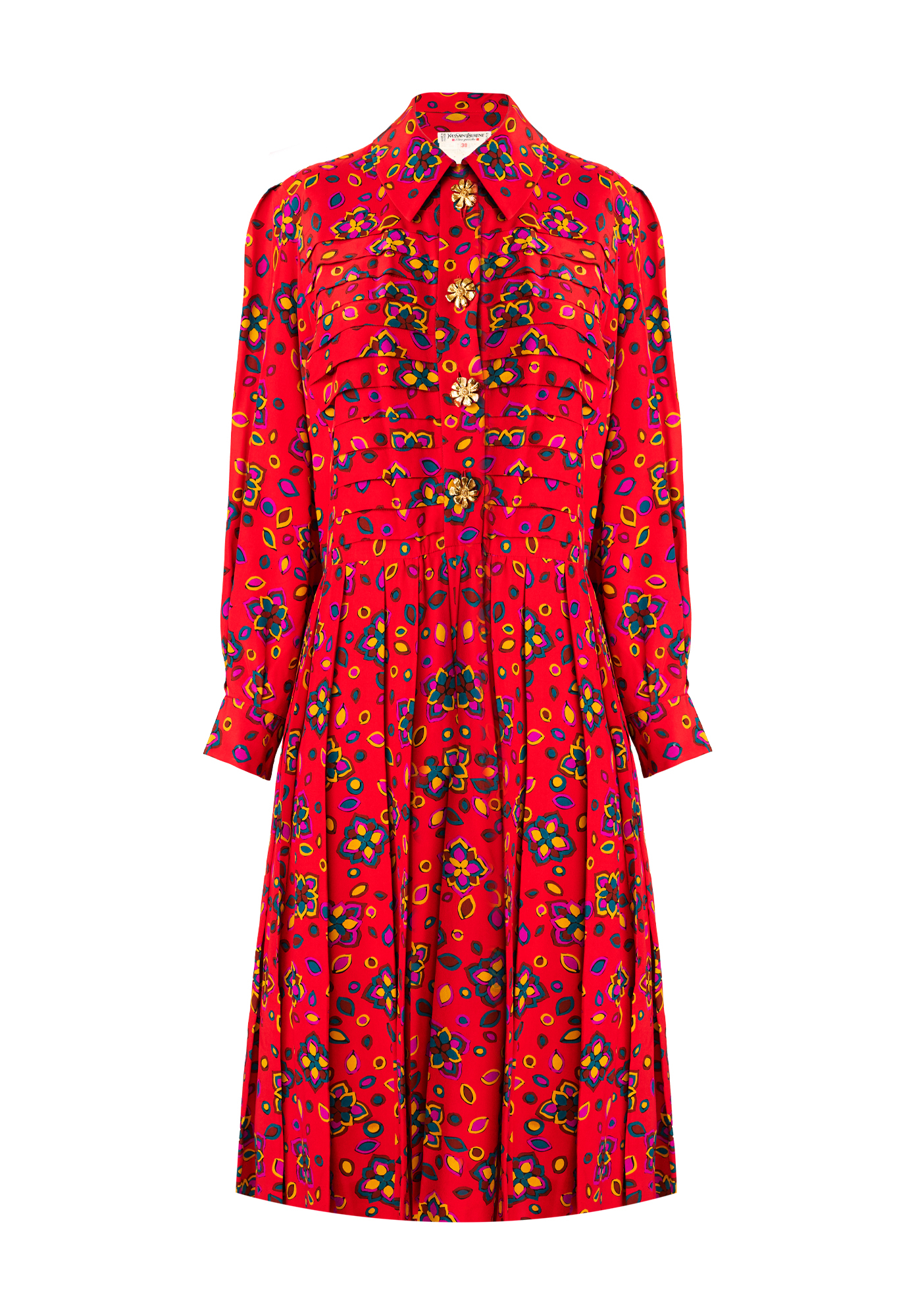 Yves Saint Laurent Red Floral Print Dress