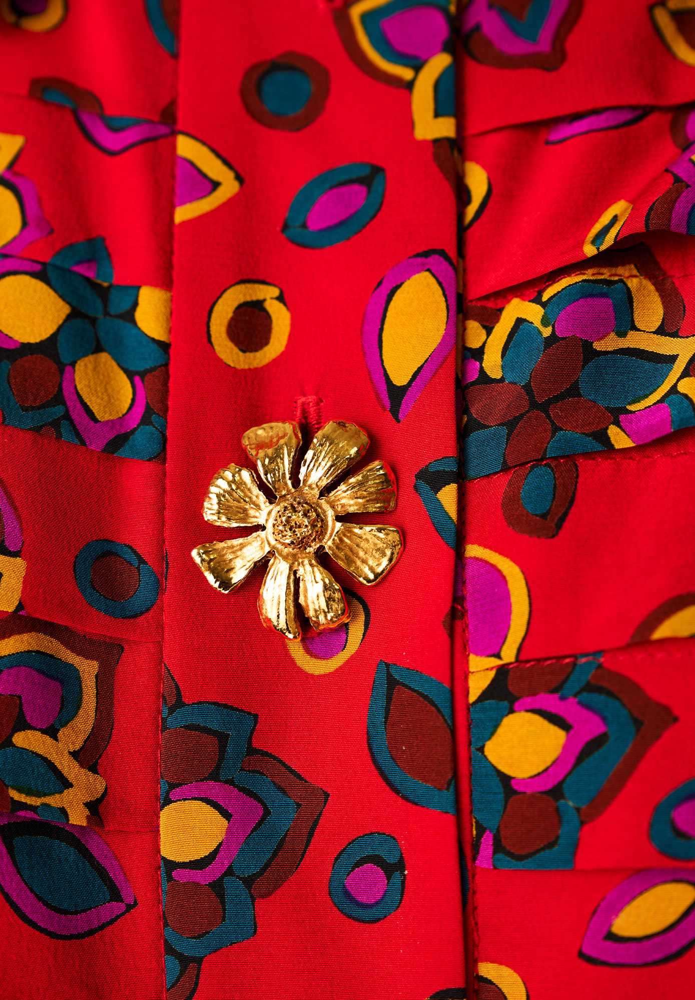 Yves Saint Laurent Red Floral Print Dress