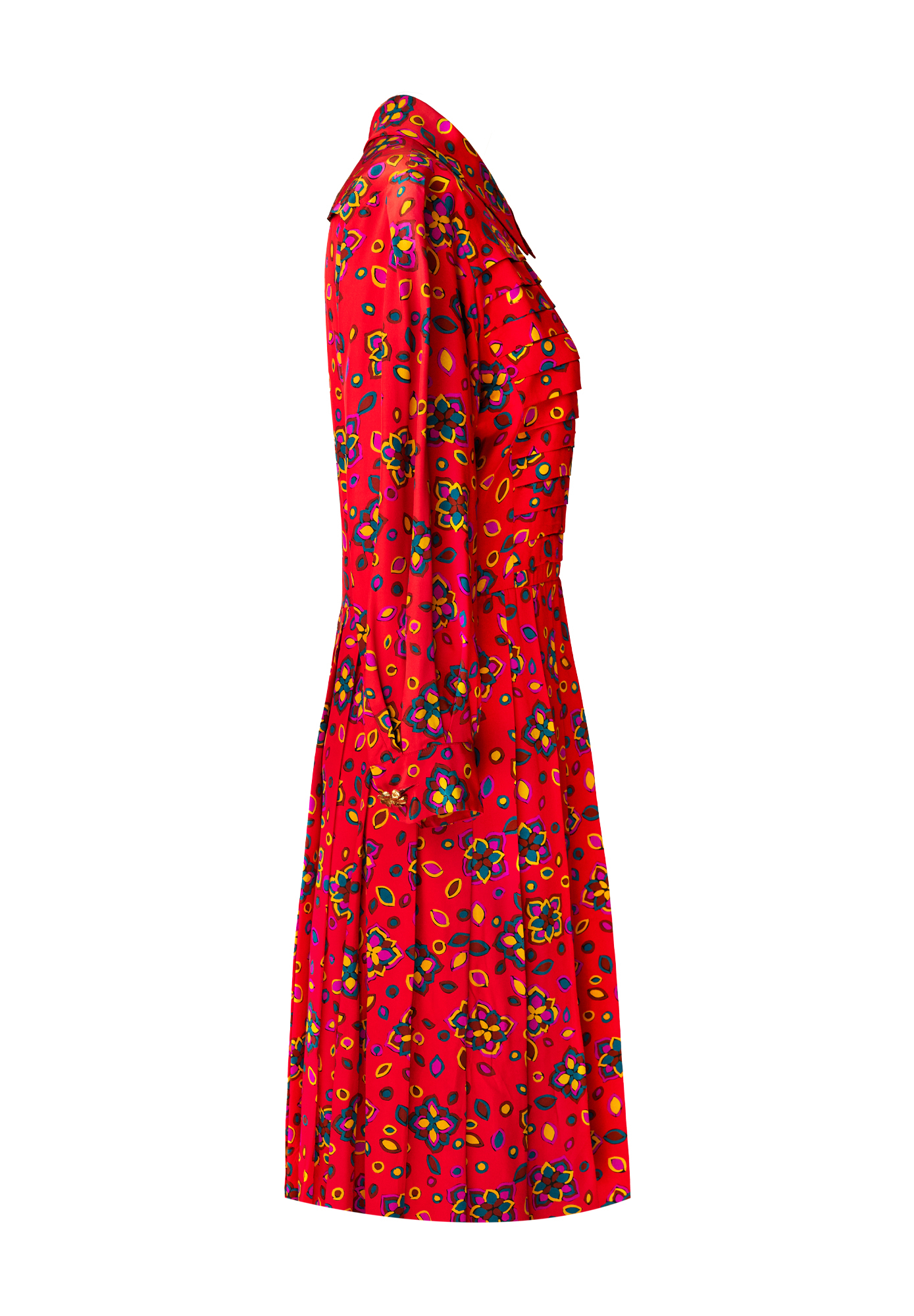 Yves Saint Laurent Red Floral Print Dress