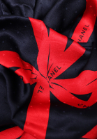 Chanel Silk Scarf With Red Bows