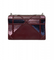 Christian Dior Burgundy Leather and Sequins Medium Diorama Shoulder Bag