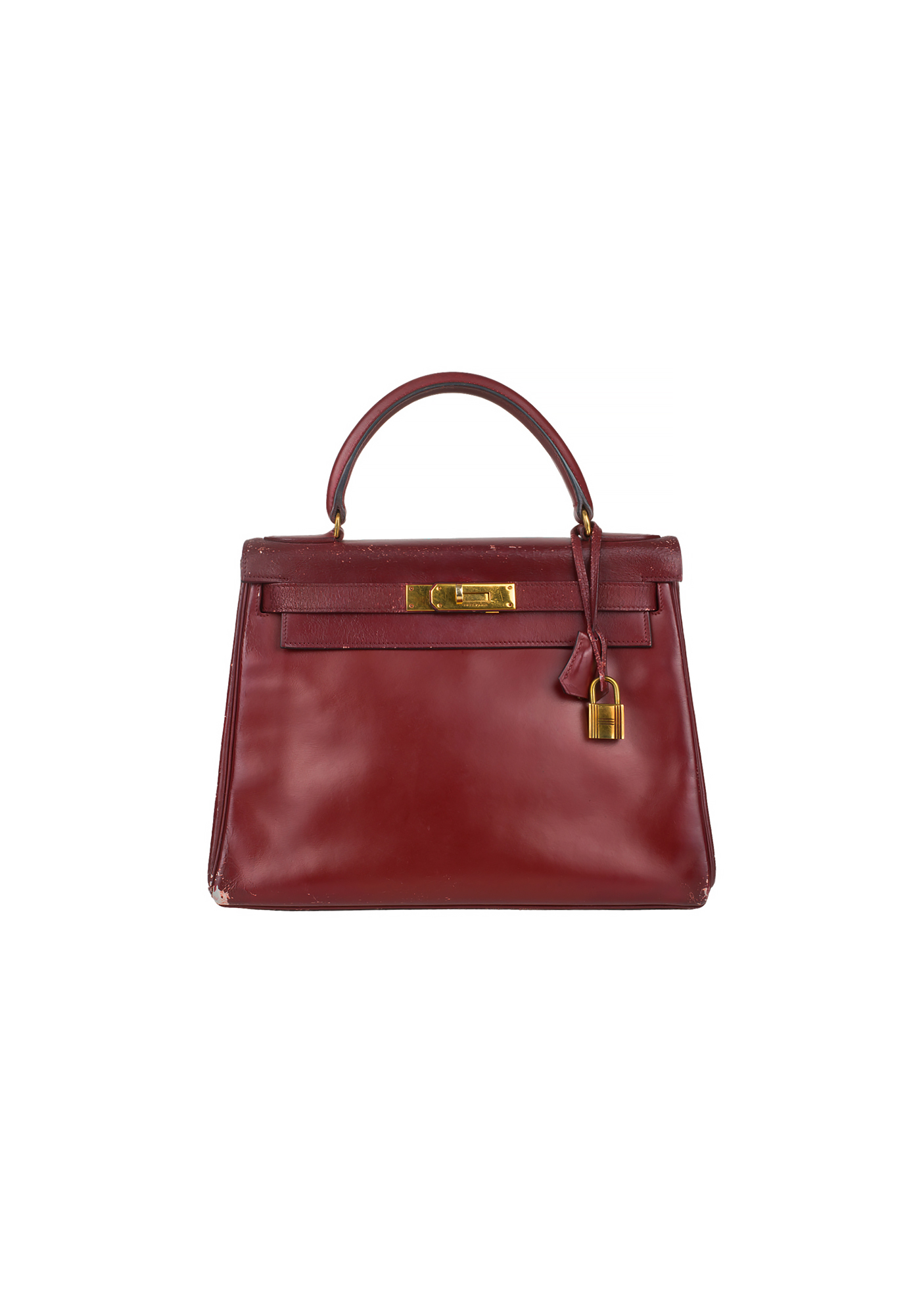 Hermès Kelly 28 Rouge H Box Retourne Bag