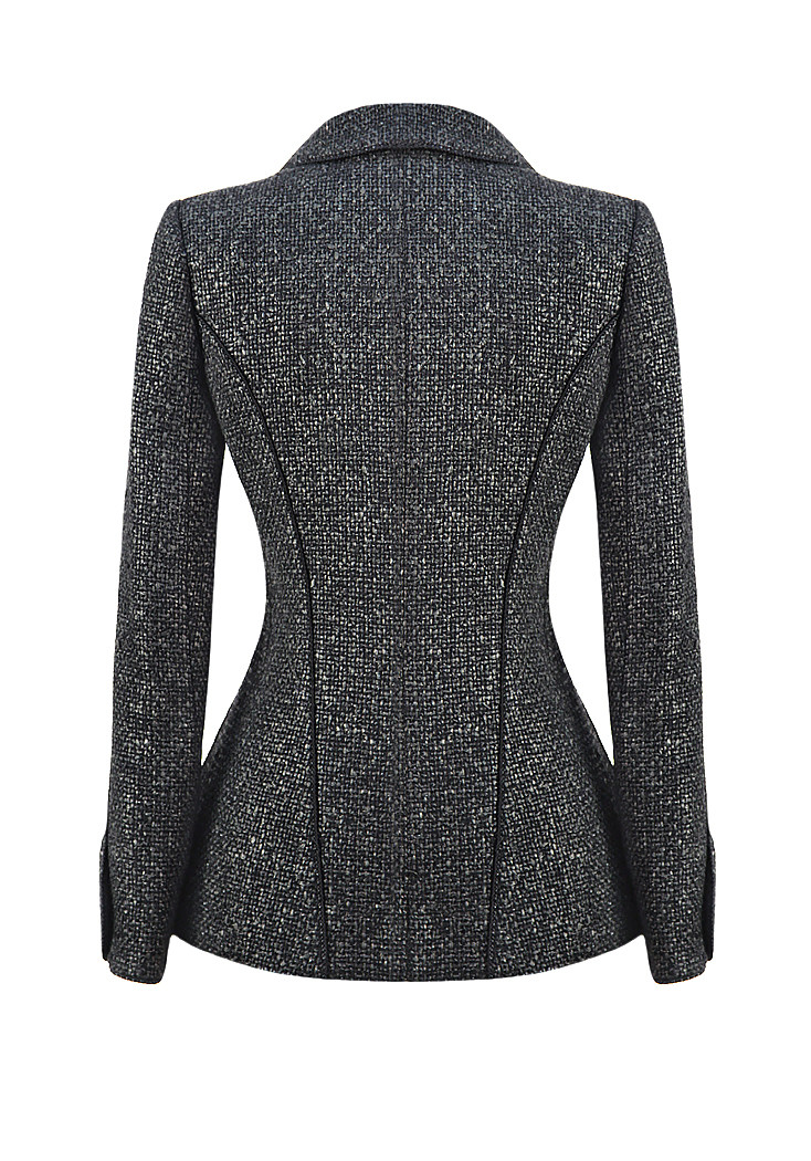 Chanel Black Tweed Jacket With Piping