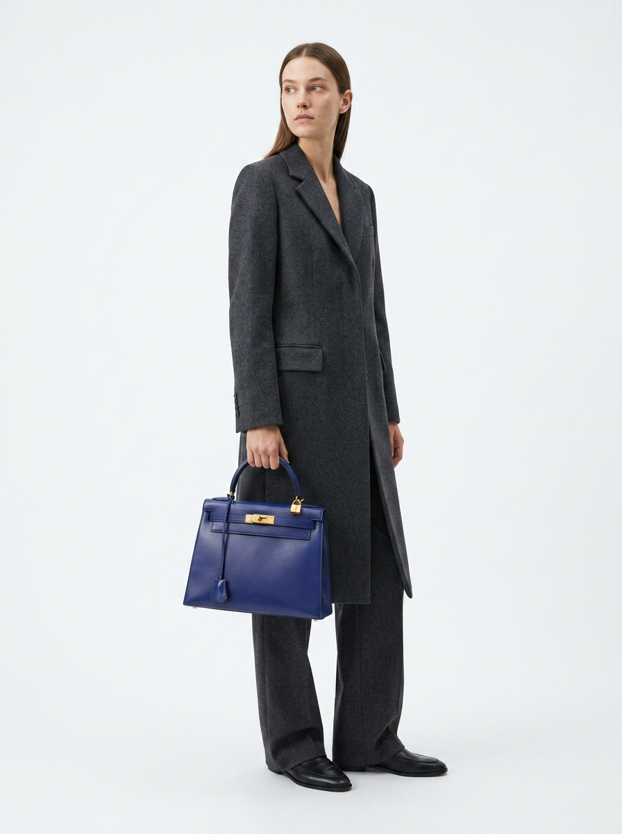 Hermès Kelly 28 Royal Blue Box Bag