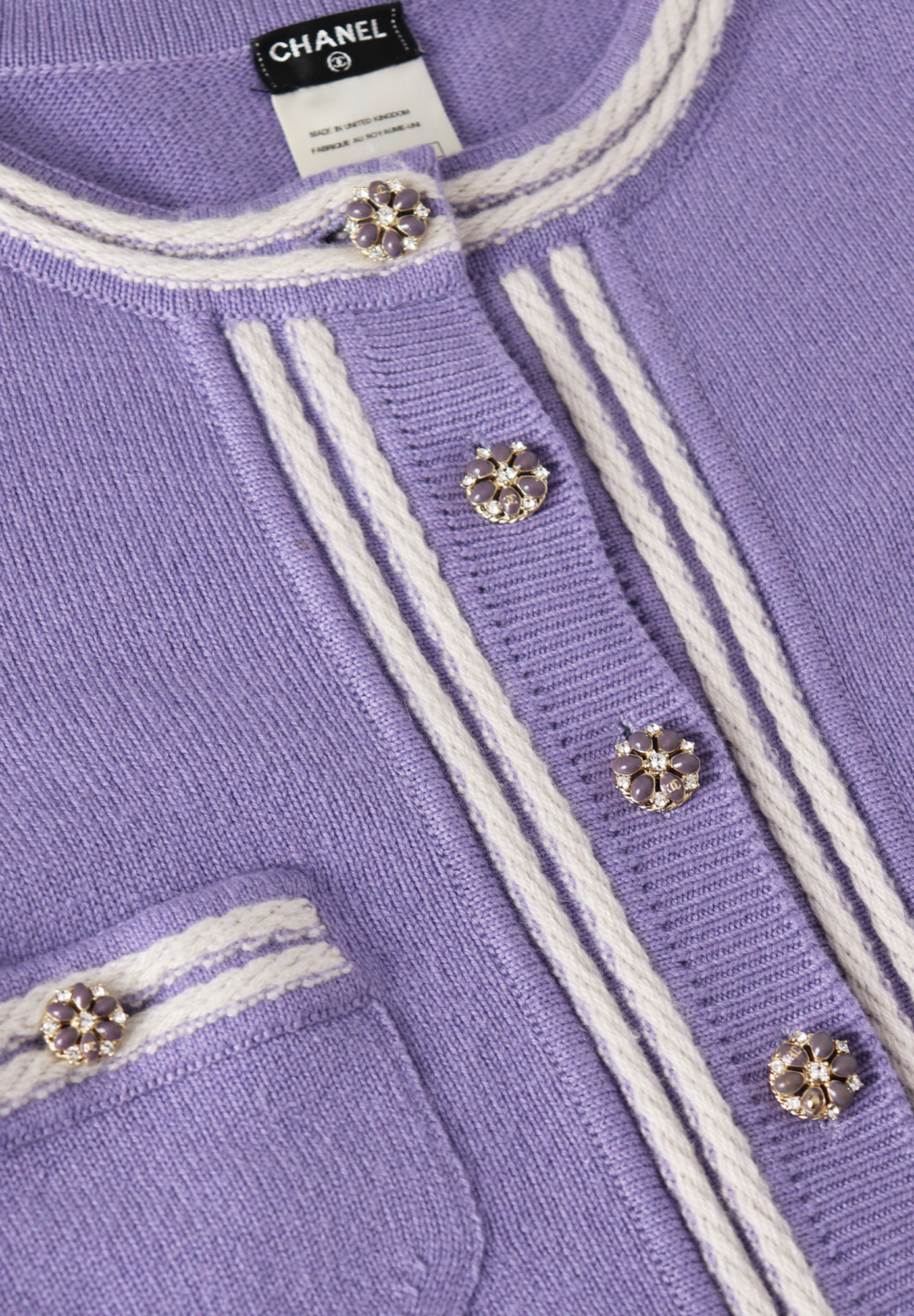 Chanel Purple Cashmere Cardigan