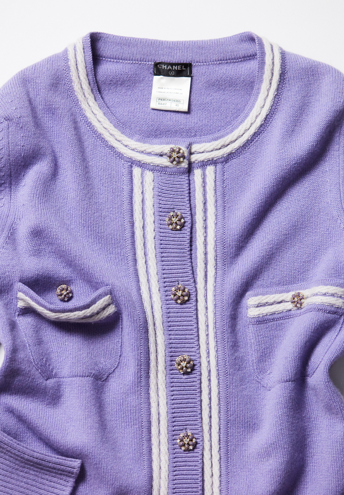 Chanel Purple Cashmere Cardigan