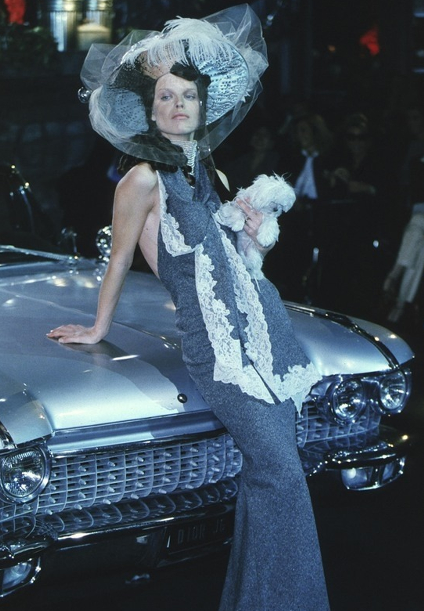 Christian Dior Grey Dress With Lace