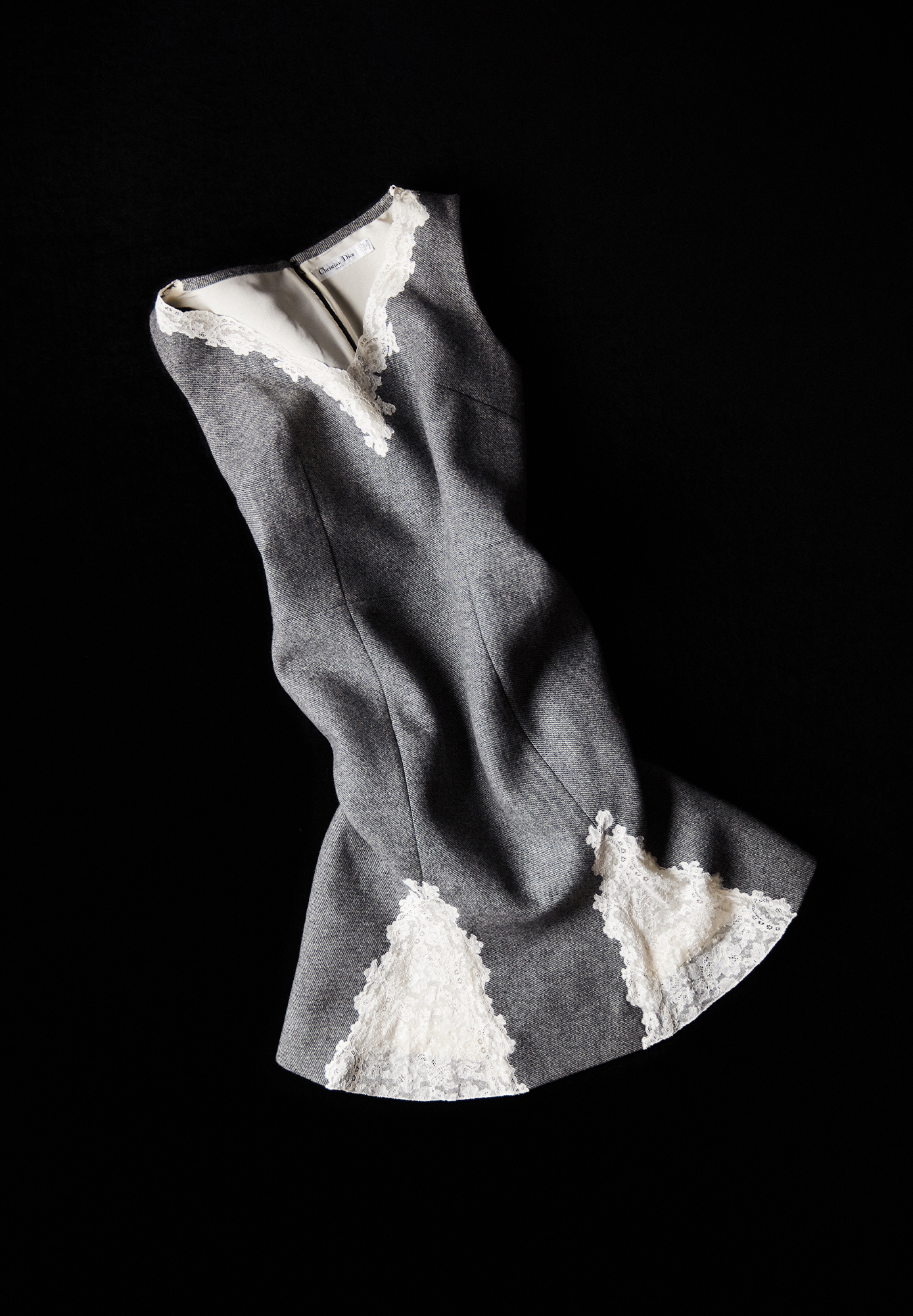 Christian Dior Grey Dress With Lace