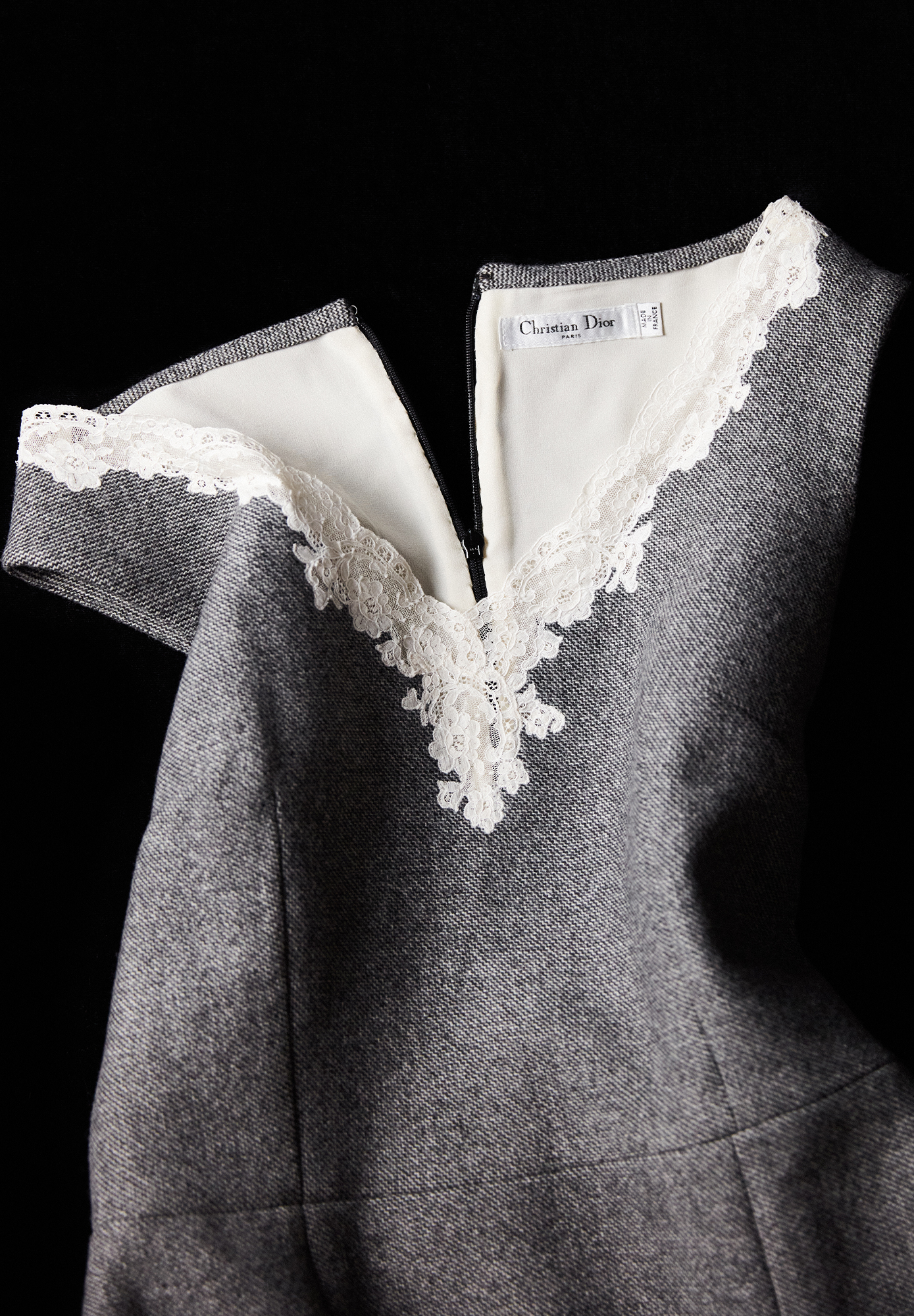Christian Dior Grey Dress With Lace