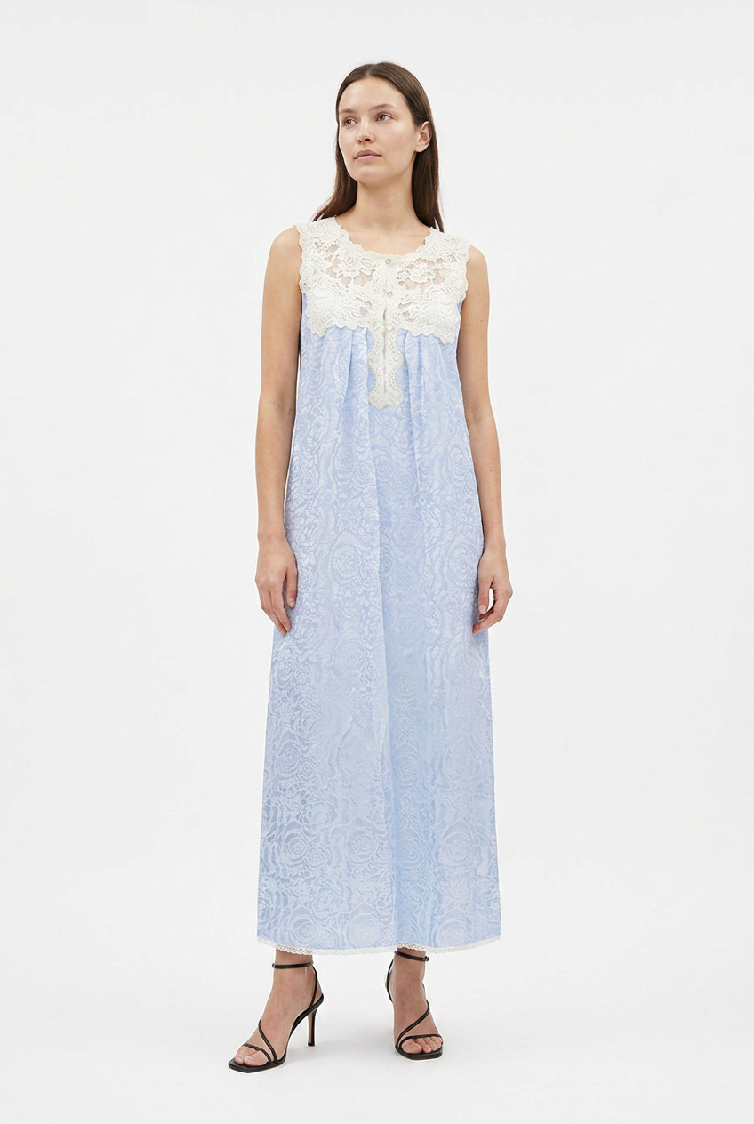 Christian Dior Light Blue Dress With Lace