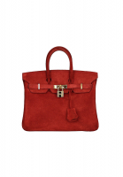 Hermès Birkin 25 Suede Ruby Bag