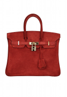 Hermès Birkin 25 Suede Ruby Bag