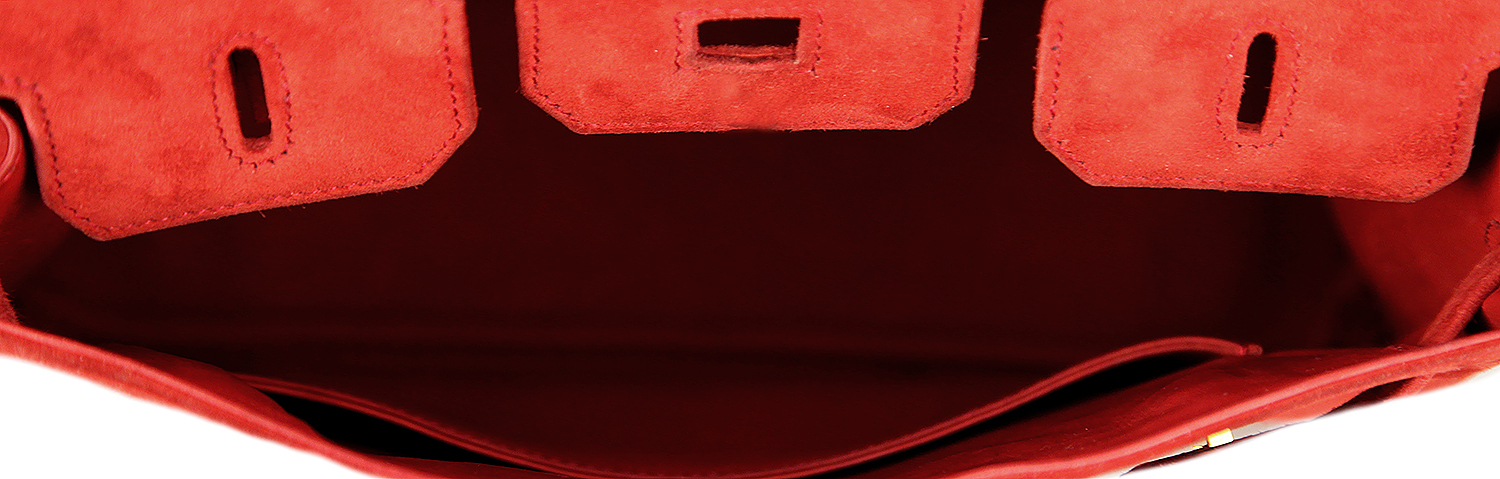 Hermès Birkin 25 Suede Ruby Bag